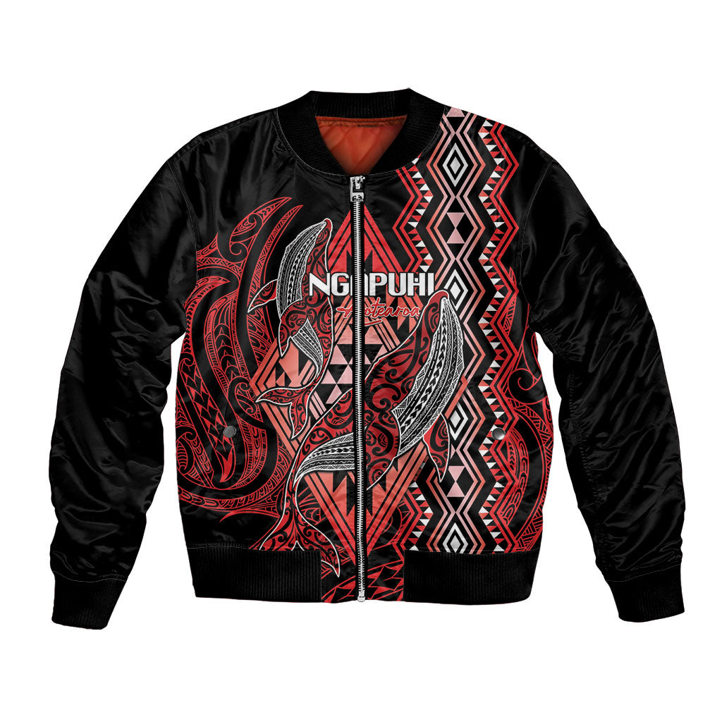 Aotearoa Iwi Ngapuhi Personalised Bomber Jacket NZ Maori Humpback Whale Taniko Motifs