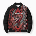 Aotearoa Iwi Ngapuhi Personalised Bomber Puffer Jacket NZ Maori Humpback Whale Taniko Motifs