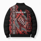 Aotearoa Iwi Ngapuhi Personalised Bomber Puffer Jacket NZ Maori Humpback Whale Taniko Motifs