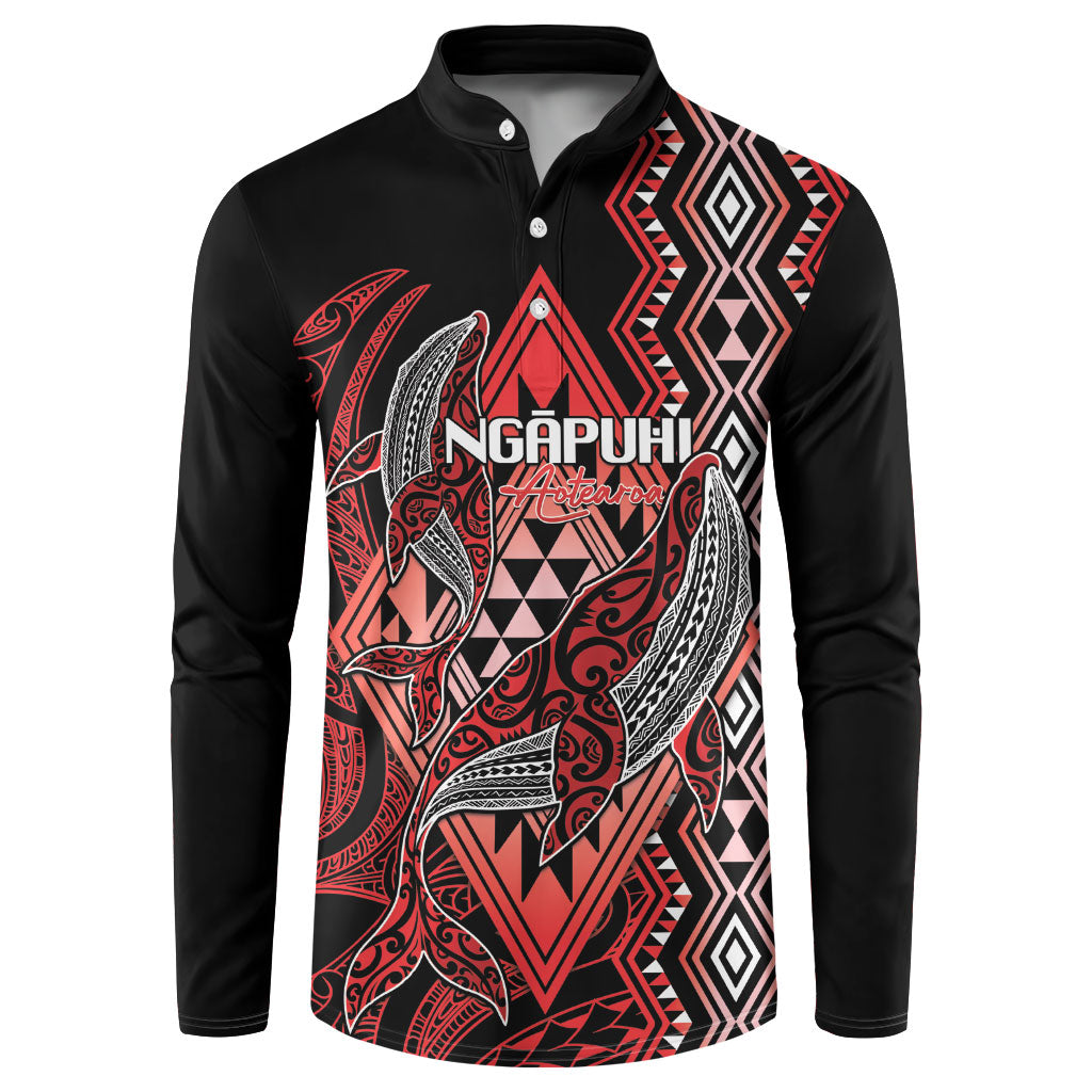 Aotearoa Iwi Ngapuhi Personalised Button Sweatshirt NZ Maori Humpback Whale Taniko Motifs