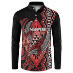 Aotearoa Iwi Ngapuhi Personalised Button Sweatshirt NZ Maori Humpback Whale Taniko Motifs