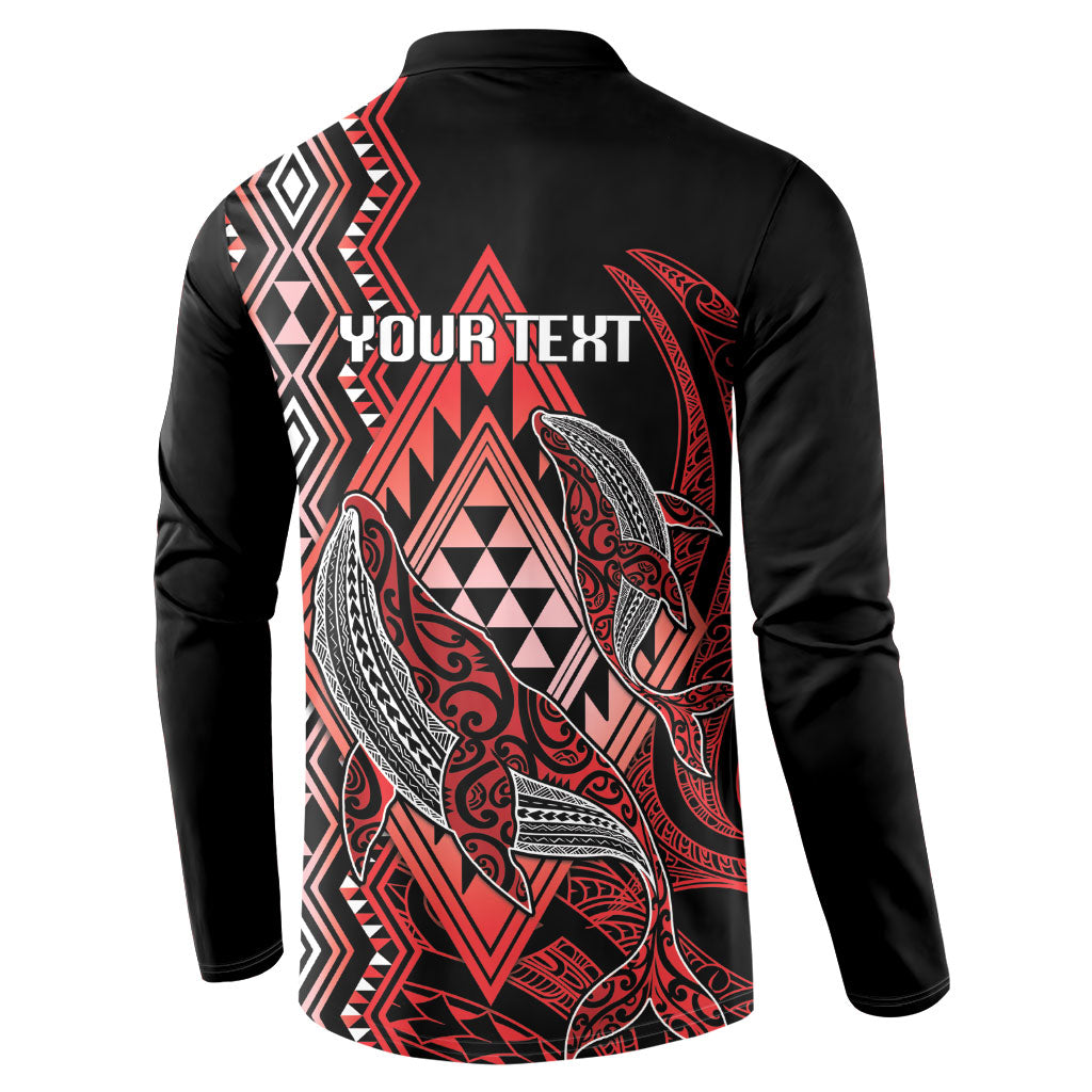Aotearoa Iwi Ngapuhi Personalised Button Sweatshirt NZ Maori Humpback Whale Taniko Motifs