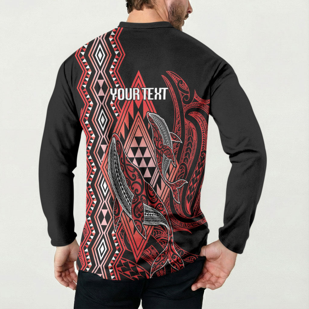 Aotearoa Iwi Ngapuhi Personalised Button Sweatshirt NZ Maori Humpback Whale Taniko Motifs