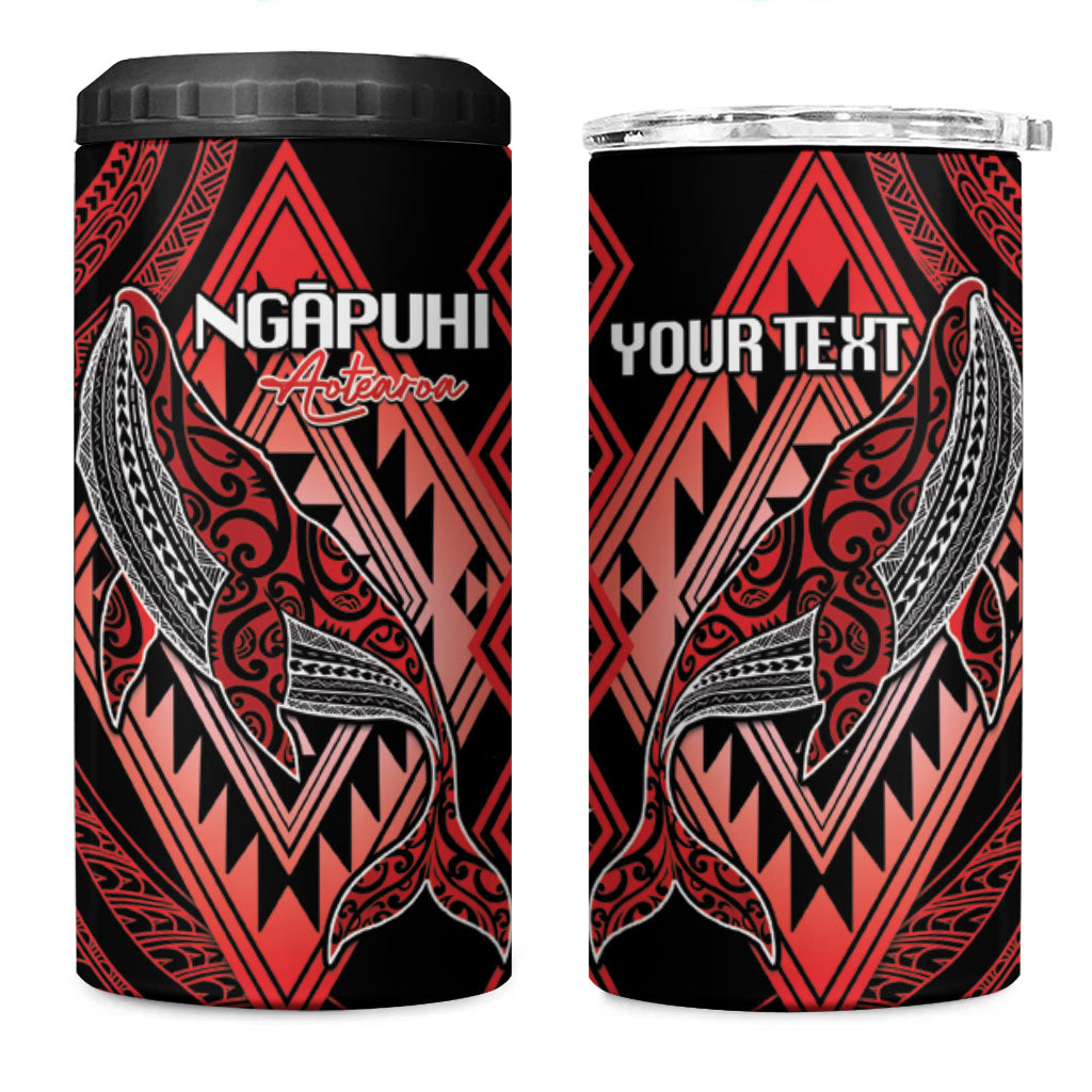 Aotearoa Iwi Ngapuhi Personalised 4 in 1 Can Cooler Tumbler NZ Maori Humpback Whale Taniko Motifs