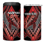 Aotearoa Iwi Ngapuhi Personalised 4 in 1 Can Cooler Tumbler NZ Maori Humpback Whale Taniko Motifs