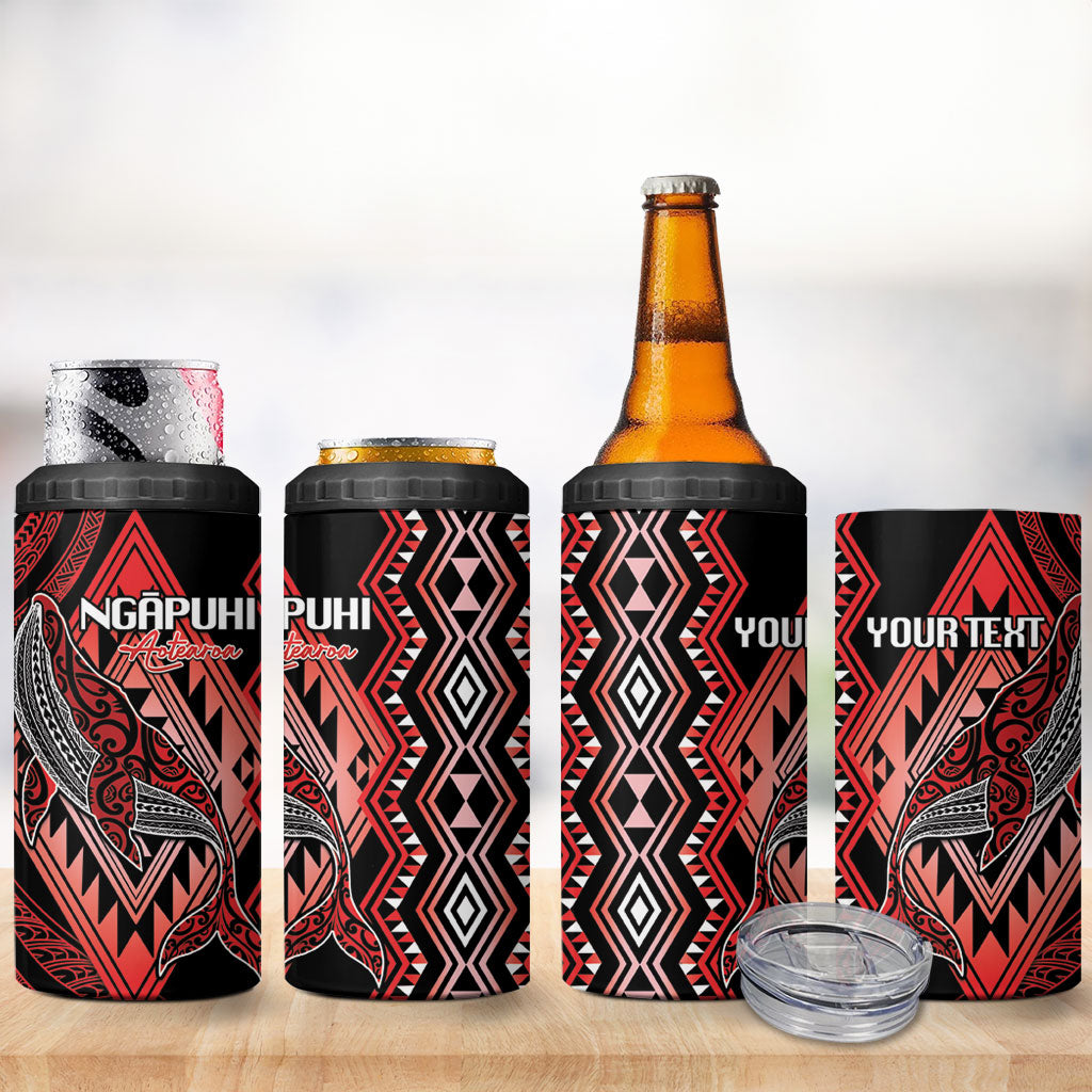 Aotearoa Iwi Ngapuhi Personalised 4 in 1 Can Cooler Tumbler NZ Maori Humpback Whale Taniko Motifs