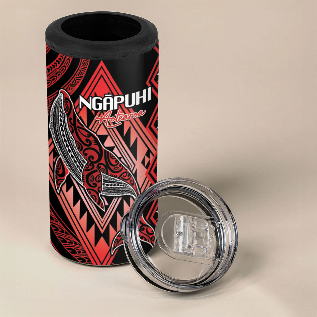 Aotearoa Iwi Ngapuhi Personalised 4 in 1 Can Cooler Tumbler NZ Maori Humpback Whale Taniko Motifs
