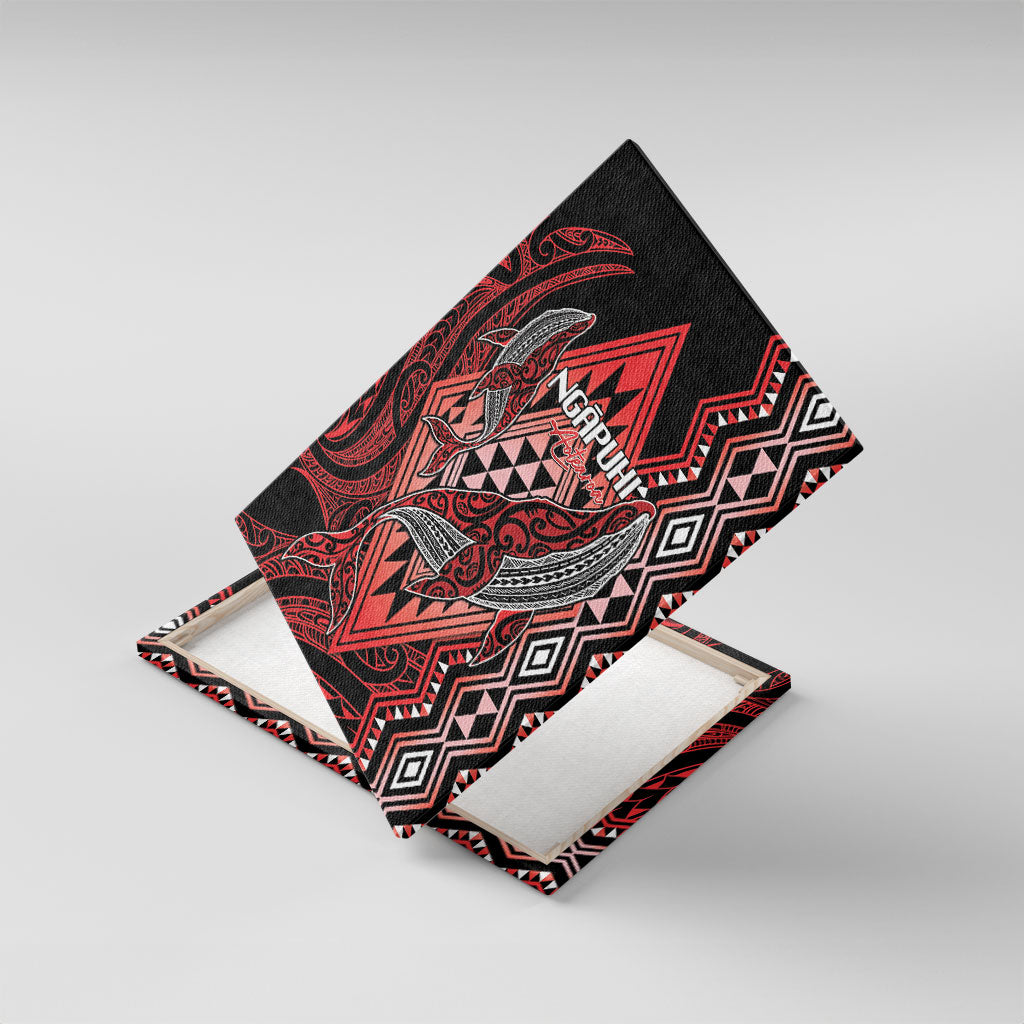 Aotearoa Iwi Ngapuhi Canvas Wall Art NZ Maori Humpback Whale Taniko Motifs