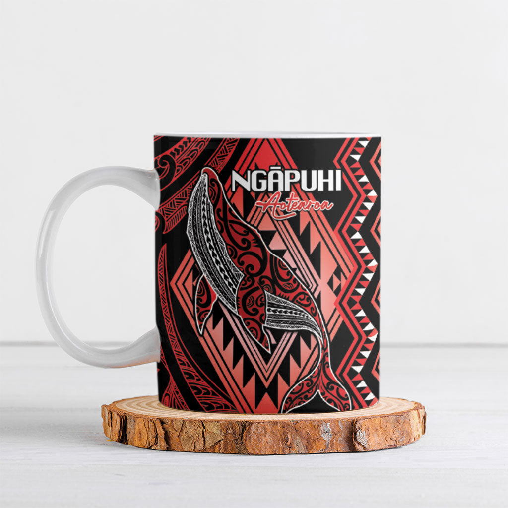 Aotearoa Iwi Ngapuhi Personalised Ceramic Mug NZ Maori Humpback Whale Taniko Motifs