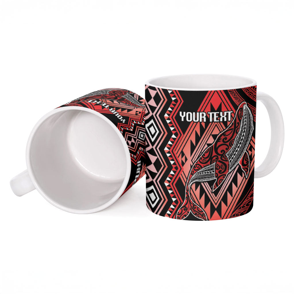 Aotearoa Iwi Ngapuhi Personalised Ceramic Mug NZ Maori Humpback Whale Taniko Motifs