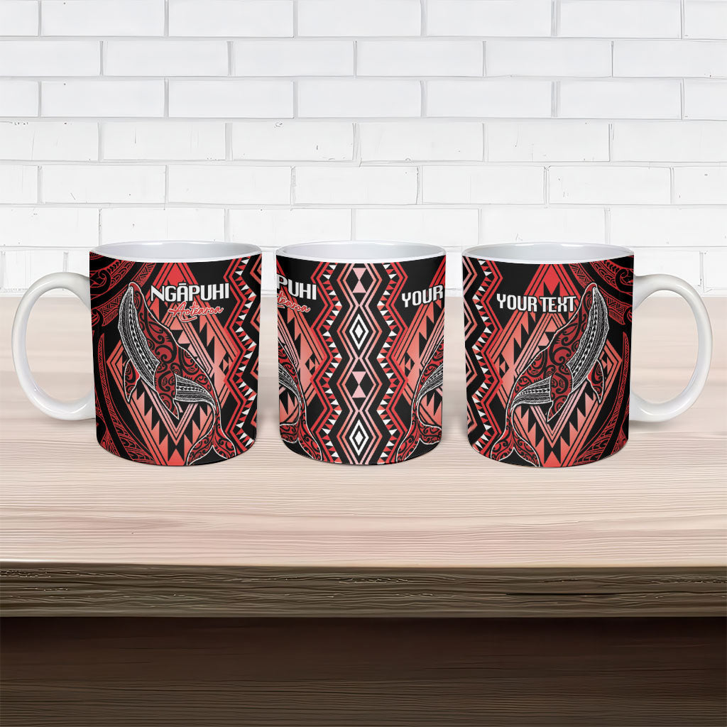 Aotearoa Iwi Ngapuhi Personalised Ceramic Mug NZ Maori Humpback Whale Taniko Motifs
