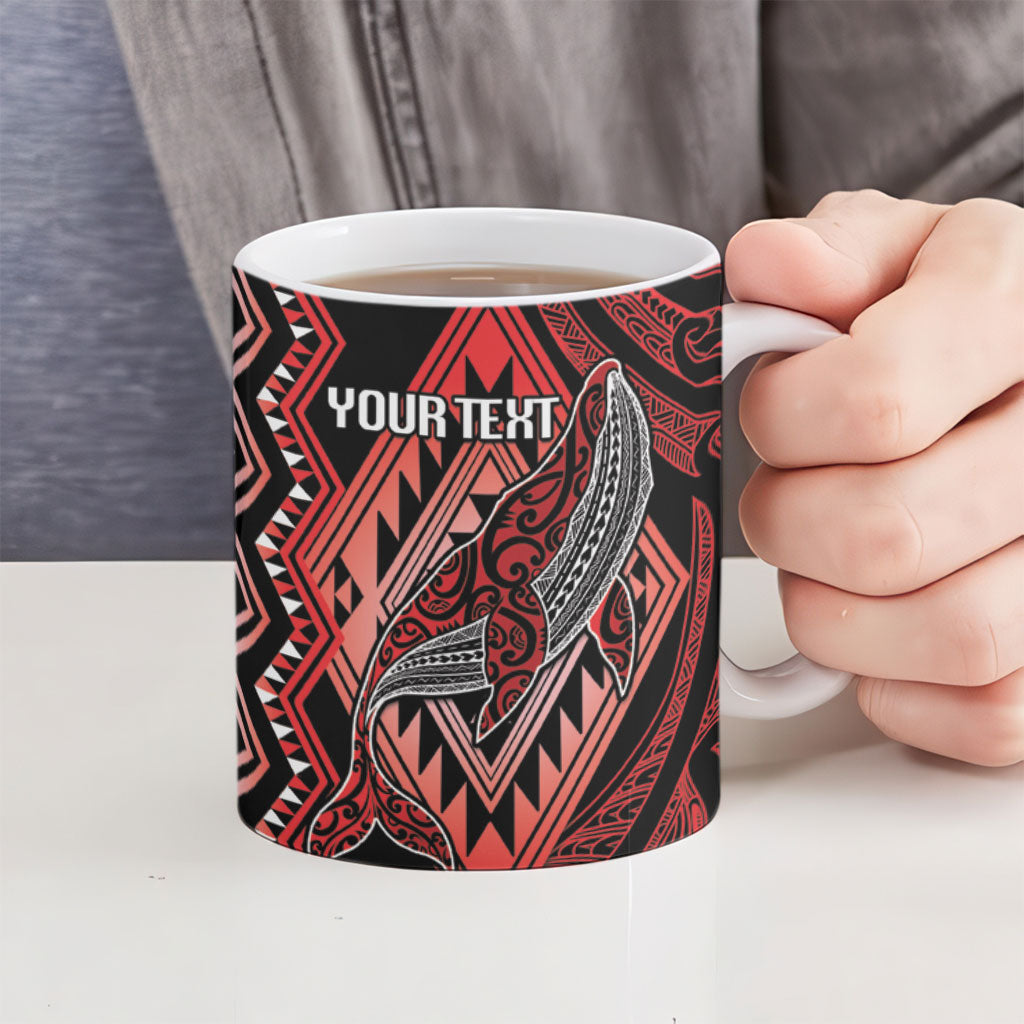 Aotearoa Iwi Ngapuhi Personalised Ceramic Mug NZ Maori Humpback Whale Taniko Motifs