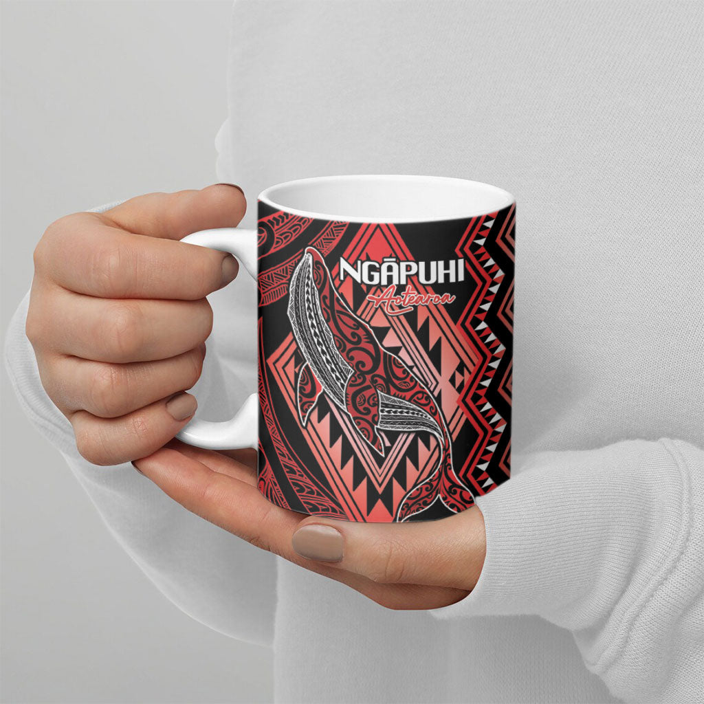 Aotearoa Iwi Ngapuhi Personalised Ceramic Mug NZ Maori Humpback Whale Taniko Motifs