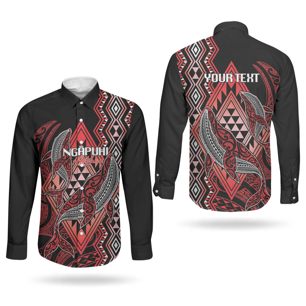 Aotearoa Iwi Ngapuhi Personalised Couples Matching Off Shoulder Maxi Dress and Long Sleeve Button Shirt NZ Maori Humpback Whale Taniko Motifs