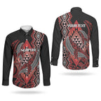 Aotearoa Iwi Ngapuhi Personalised Couples Matching Off Shoulder Short Dress and Long Sleeve Button Shirt NZ Maori Humpback Whale Taniko Motifs
