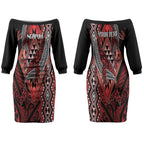 Aotearoa Iwi Ngapuhi Personalised Couples Matching Off The Shoulder Long Sleeve Dress and Hawaiian Shirt NZ Maori Humpback Whale Taniko Motifs