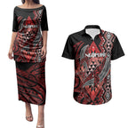 Aotearoa Iwi Ngapuhi Personalised Couples Matching Puletasi and Hawaiian Shirt NZ Maori Humpback Whale Taniko Motifs