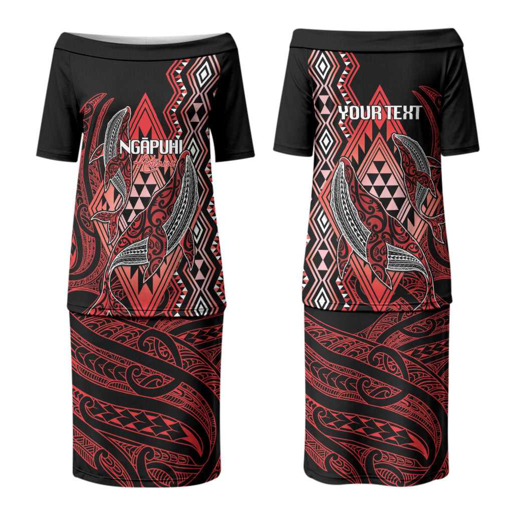 Aotearoa Iwi Ngapuhi Personalised Couples Matching Puletasi and Hawaiian Shirt NZ Maori Humpback Whale Taniko Motifs