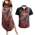 Aotearoa Iwi Ngapuhi Personalised Couples Matching Summer Maxi Dress and Hawaiian Shirt NZ Maori Humpback Whale Taniko Motifs