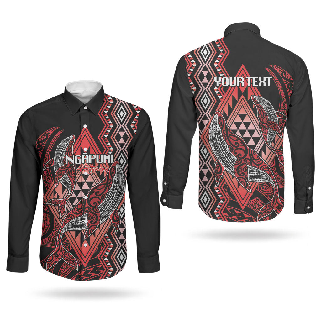 Aotearoa Iwi Ngapuhi Personalised Couples Matching Summer Maxi Dress and Long Sleeve Button Shirt NZ Maori Humpback Whale Taniko Motifs