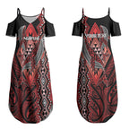 Aotearoa Iwi Ngapuhi Personalised Couples Matching Summer Maxi Dress and Long Sleeve Button Shirt NZ Maori Humpback Whale Taniko Motifs