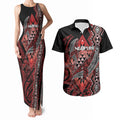 Aotearoa Iwi Ngapuhi Personalised Couples Matching Tank Maxi Dress and Hawaiian Shirt NZ Maori Humpback Whale Taniko Motifs