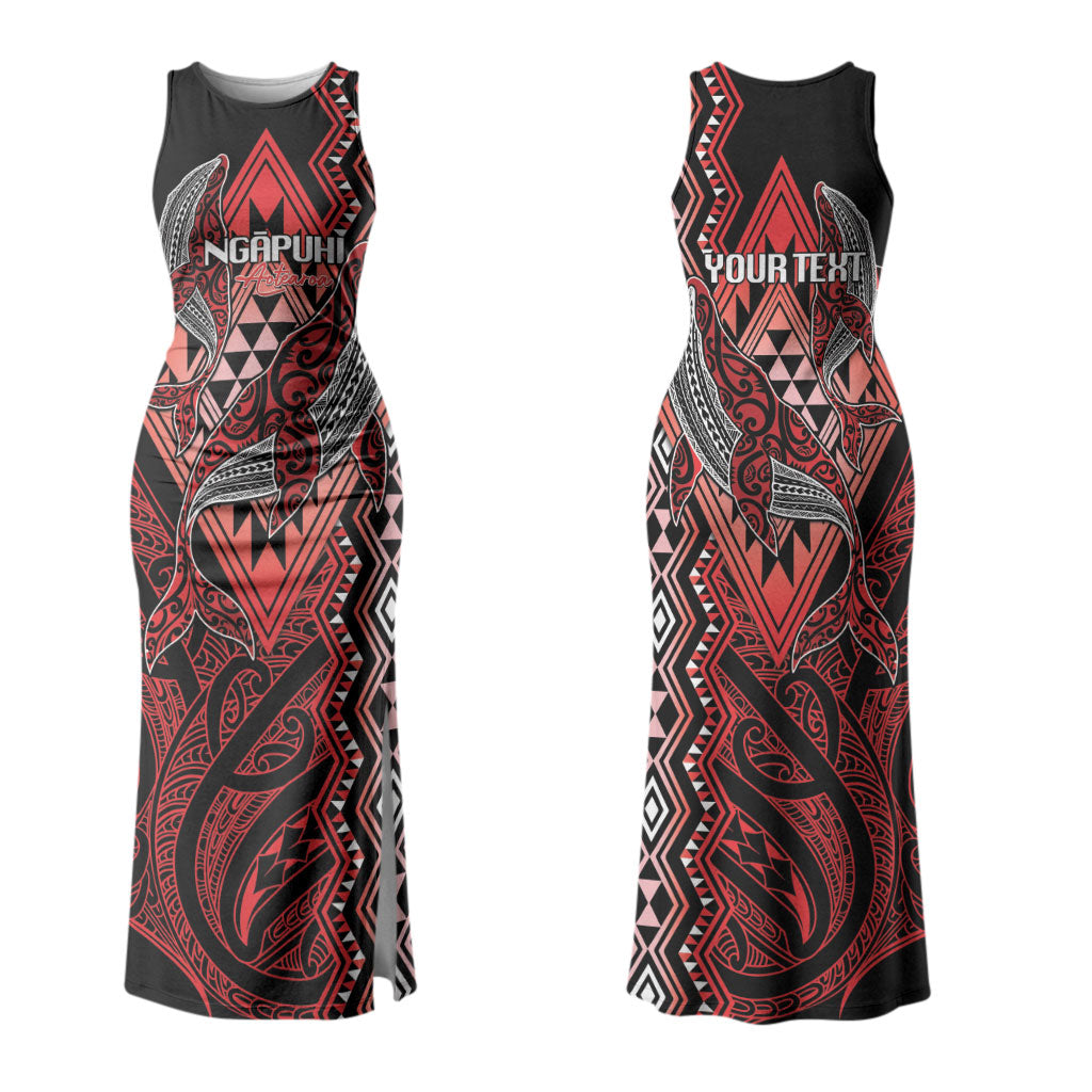 Aotearoa Iwi Ngapuhi Personalised Couples Matching Tank Maxi Dress and Hawaiian Shirt NZ Maori Humpback Whale Taniko Motifs