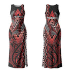Aotearoa Iwi Ngapuhi Personalised Couples Matching Tank Maxi Dress and Long Sleeve Button Shirt NZ Maori Humpback Whale Taniko Motifs