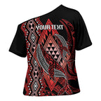 Aotearoa Iwi Ngapuhi Personalised Cross Shoulder Shirt NZ Maori Humpback Whale Taniko Motifs