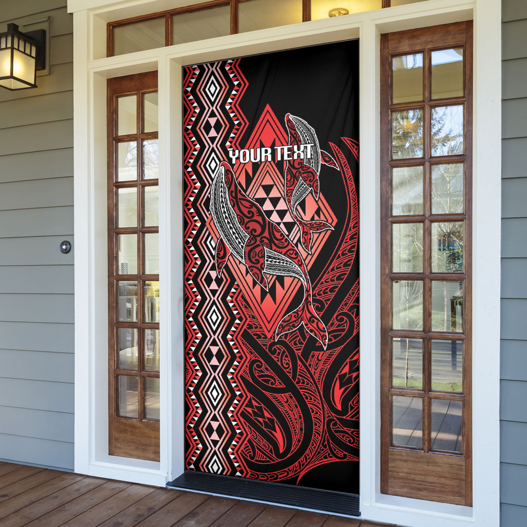 Aotearoa Iwi Ngapuhi Personalised Door Cover NZ Maori Humpback Whale Taniko Motifs