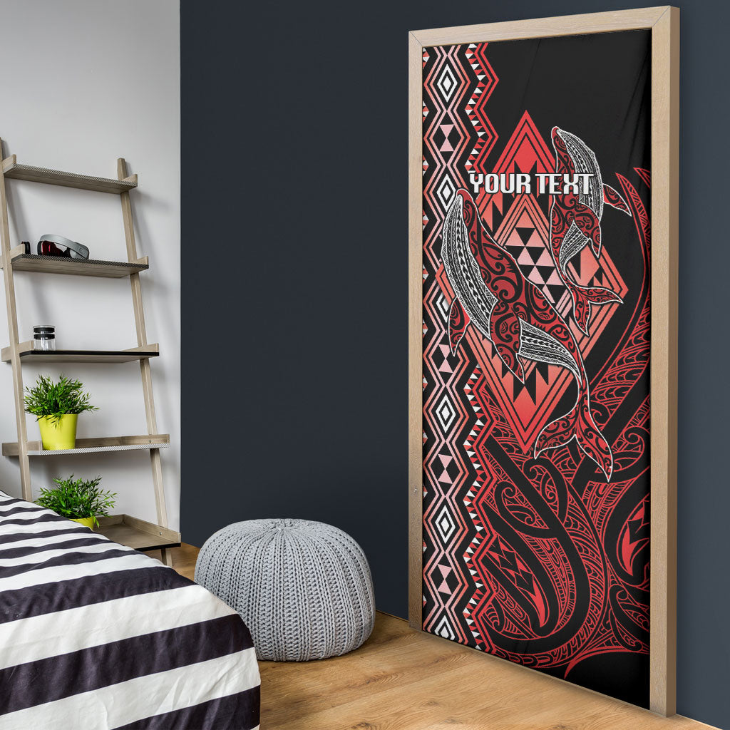 Aotearoa Iwi Ngapuhi Personalised Door Cover NZ Maori Humpback Whale Taniko Motifs