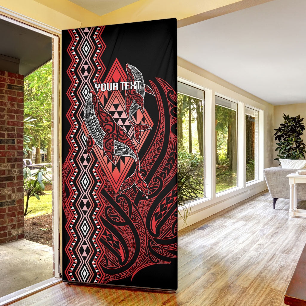 Aotearoa Iwi Ngapuhi Personalised Door Cover NZ Maori Humpback Whale Taniko Motifs