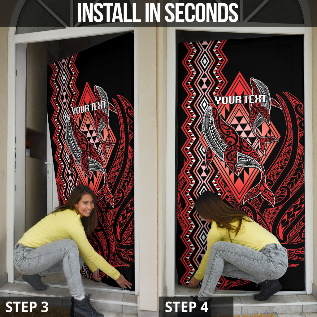 Aotearoa Iwi Ngapuhi Personalised Door Cover NZ Maori Humpback Whale Taniko Motifs