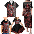 Aotearoa Iwi Ngapuhi Personalised Family Matching Puletasi and Hawaiian Shirt NZ Maori Humpback Whale Taniko Motifs