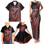 Aotearoa Iwi Ngapuhi Personalised Family Matching Tank Maxi Dress and Hawaiian Shirt NZ Maori Humpback Whale Taniko Motifs
