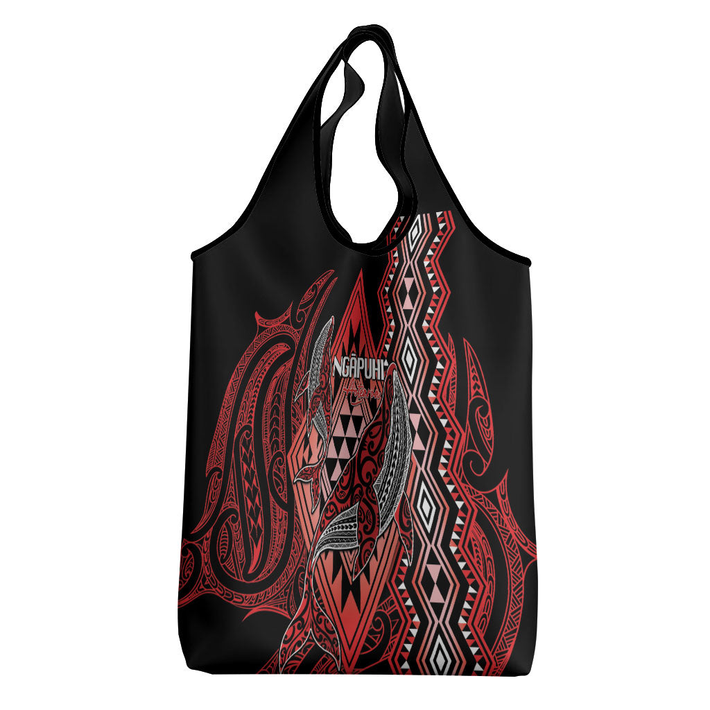 Aotearoa Iwi Ngapuhi Grocery Bag NZ Maori Humpback Whale Taniko Motifs