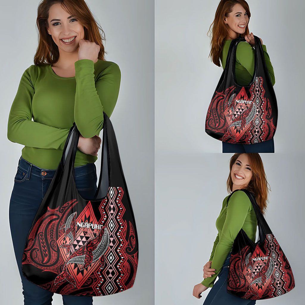 Aotearoa Iwi Ngapuhi Grocery Bag NZ Maori Humpback Whale Taniko Motifs