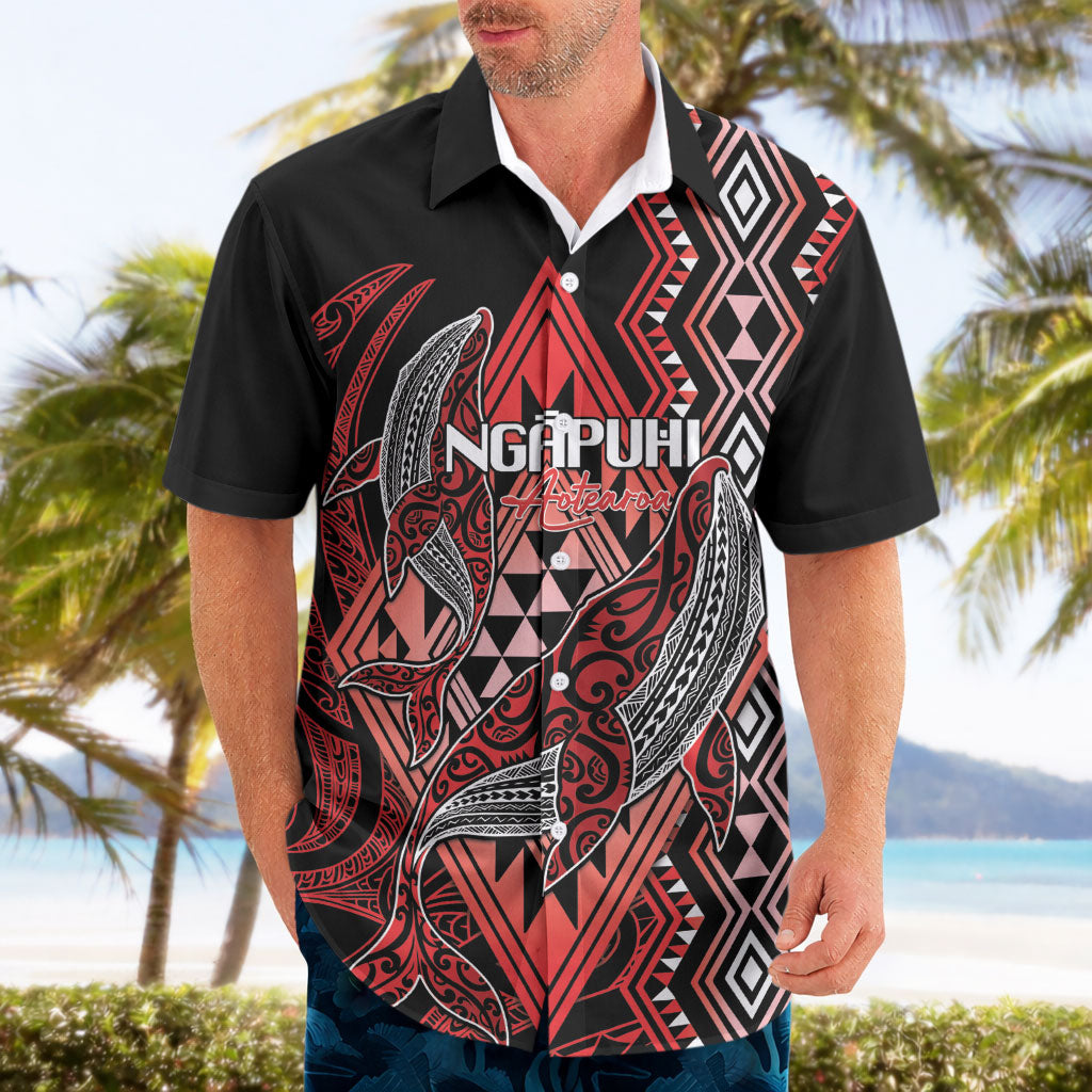 Aotearoa Iwi Ngapuhi Personalised Hawaiian Shirt NZ Maori Humpback Whale Taniko Motifs
