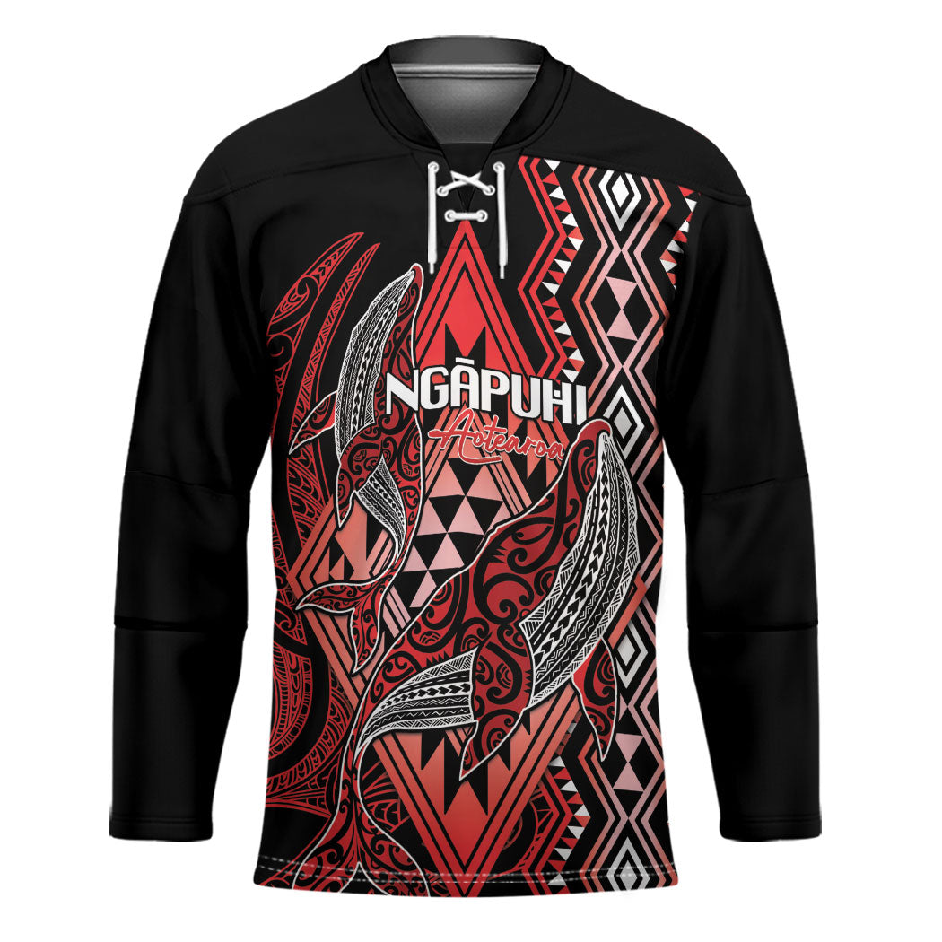 Aotearoa Iwi Ngapuhi Personalised Hockey Jersey NZ Maori Humpback Whale Taniko Motifs