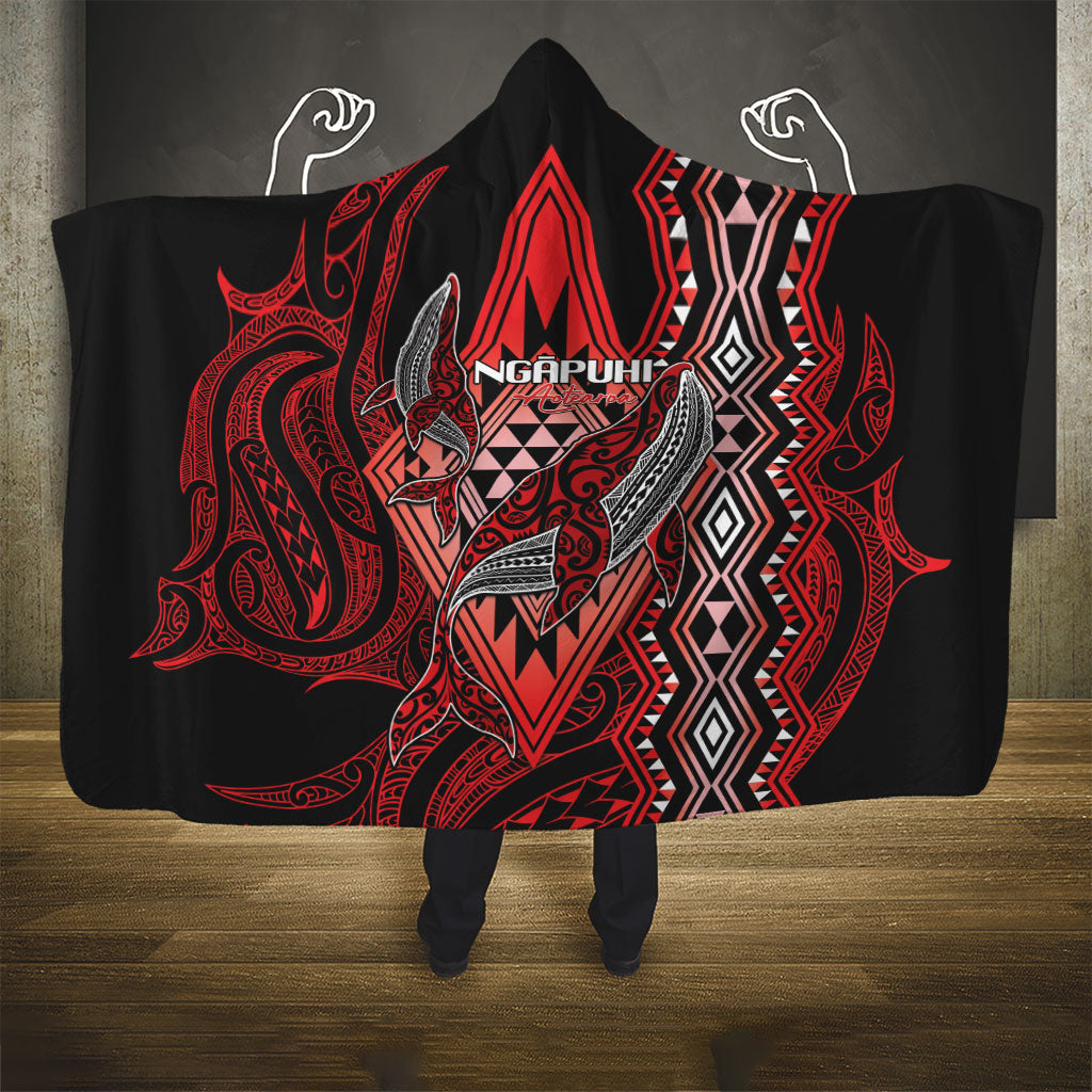 Aotearoa Iwi Ngapuhi Hooded Blanket NZ Maori Humpback Whale Taniko Motifs