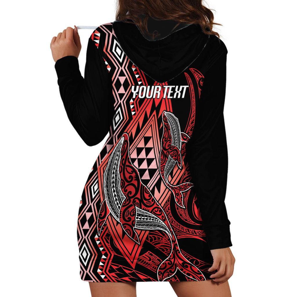 Aotearoa Iwi Ngapuhi Personalised Hoodie Dress NZ Maori Humpback Whale Taniko Motifs