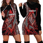 Aotearoa Iwi Ngapuhi Personalised Hoodie Dress NZ Maori Humpback Whale Taniko Motifs