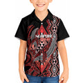 Aotearoa Iwi Ngapuhi Personalised Kid Hawaiian Shirt NZ Maori Humpback Whale Taniko Motifs