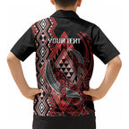 Aotearoa Iwi Ngapuhi Personalised Kid Hawaiian Shirt NZ Maori Humpback Whale Taniko Motifs