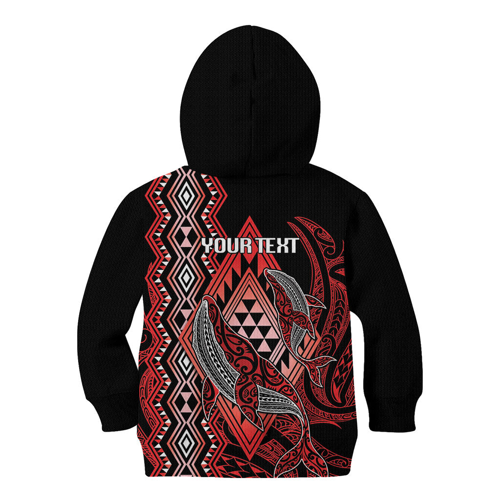 Aotearoa Iwi Ngapuhi Personalised Kid Hoodie NZ Maori Humpback Whale Taniko Motifs