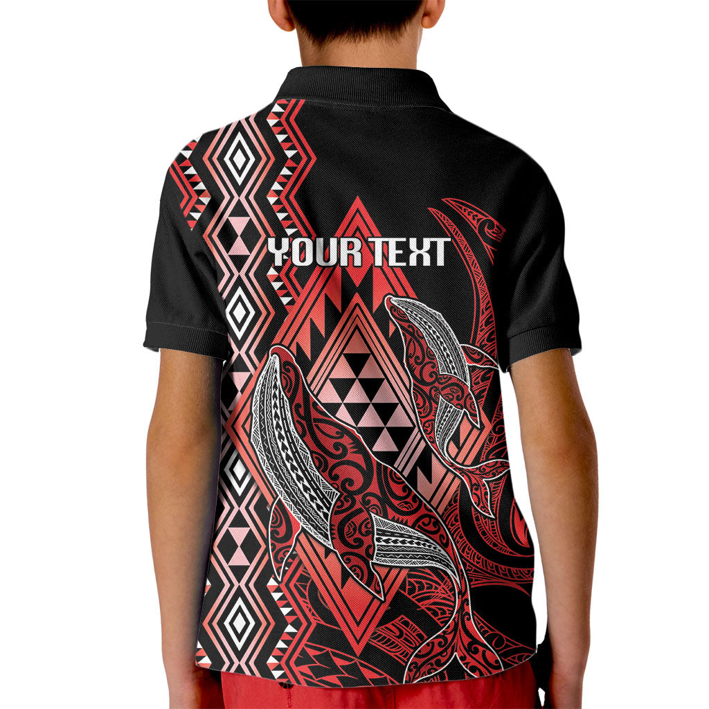 Aotearoa Iwi Ngapuhi Personalised Kid Polo Shirt NZ Maori Humpback Whale Taniko Motifs