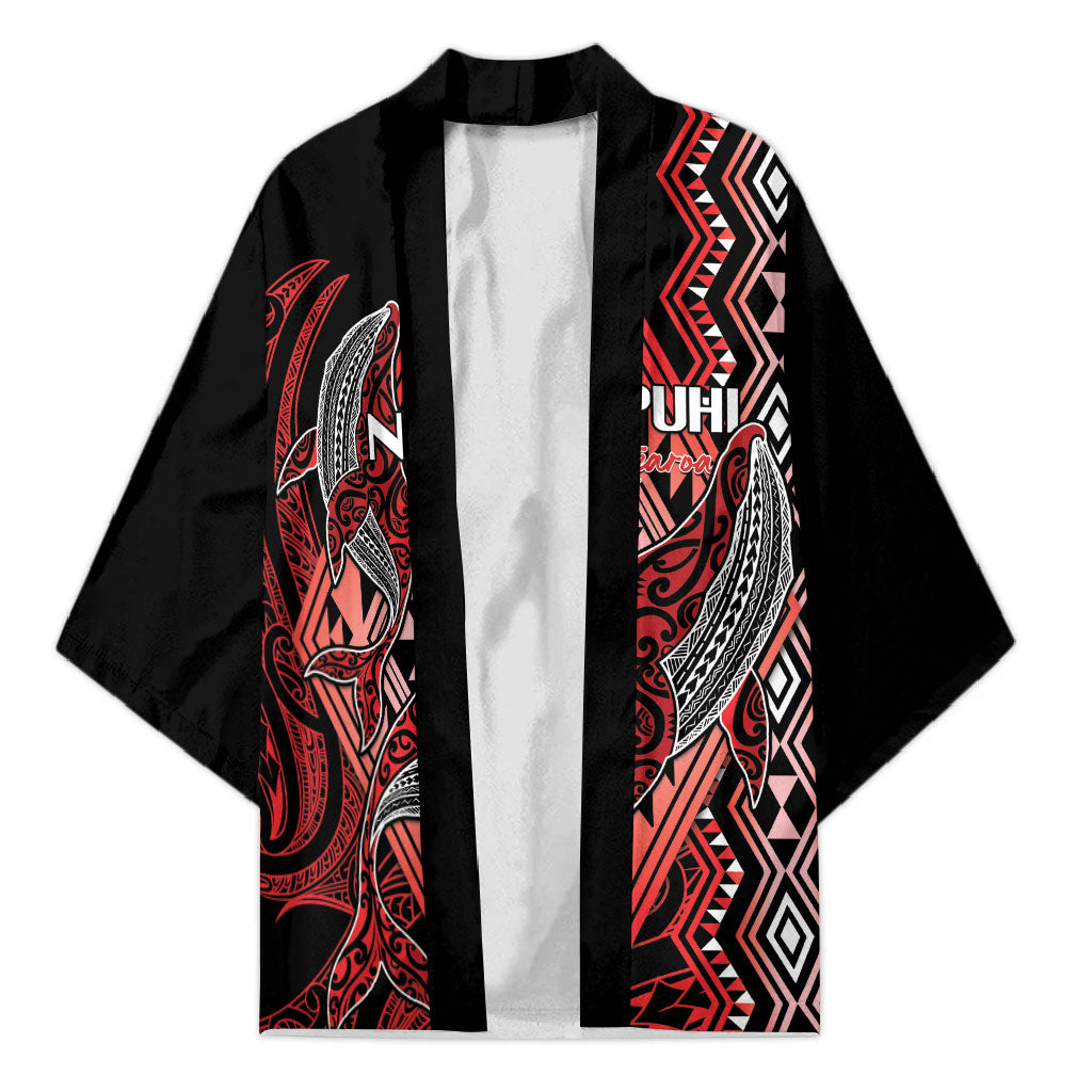 Aotearoa Iwi Ngapuhi Personalised Kimono NZ Maori Humpback Whale Taniko Motifs