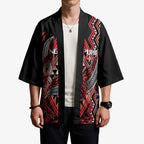 Aotearoa Iwi Ngapuhi Personalised Kimono NZ Maori Humpback Whale Taniko Motifs