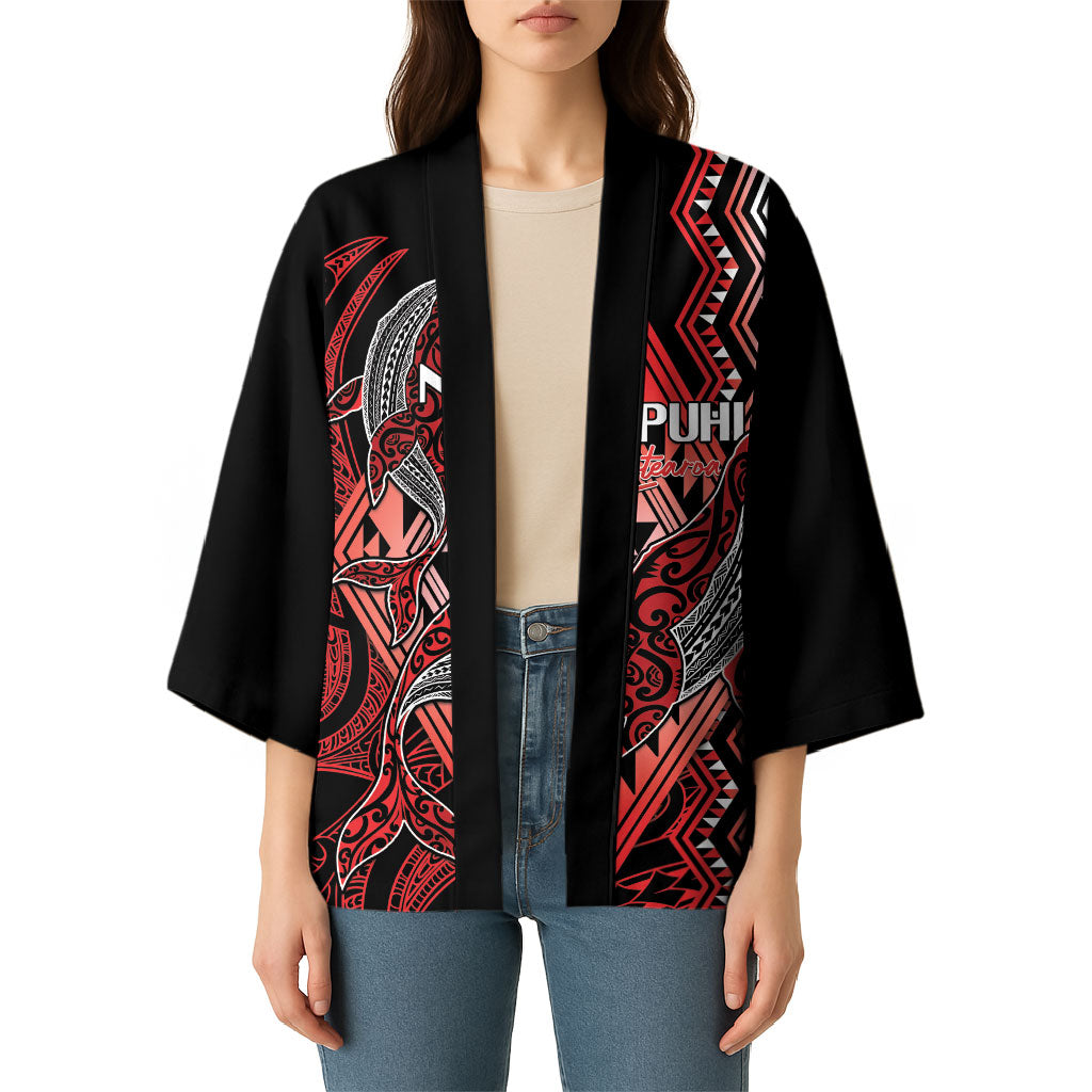Aotearoa Iwi Ngapuhi Personalised Kimono NZ Maori Humpback Whale Taniko Motifs