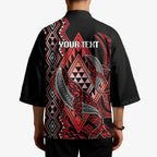 Aotearoa Iwi Ngapuhi Personalised Kimono NZ Maori Humpback Whale Taniko Motifs
